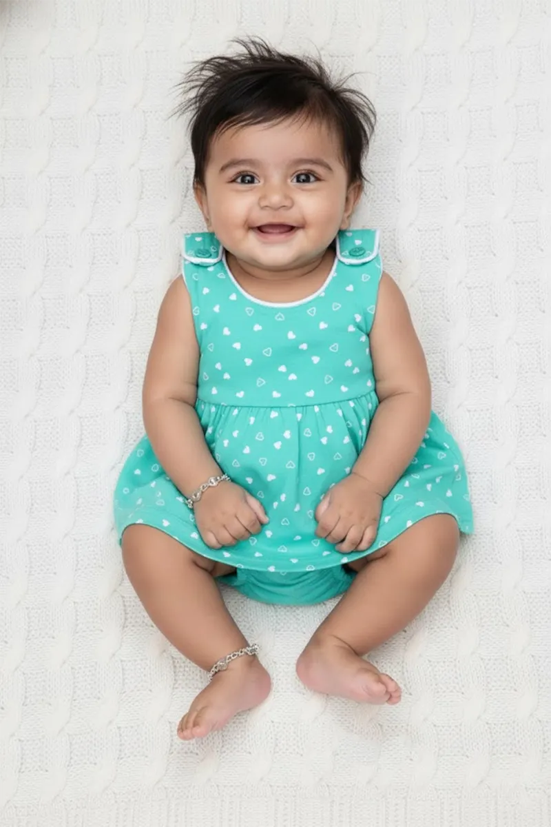 Cotton Printed Frock with Panty Set for Baby Girl - Green CLJBCL0078GRE1218