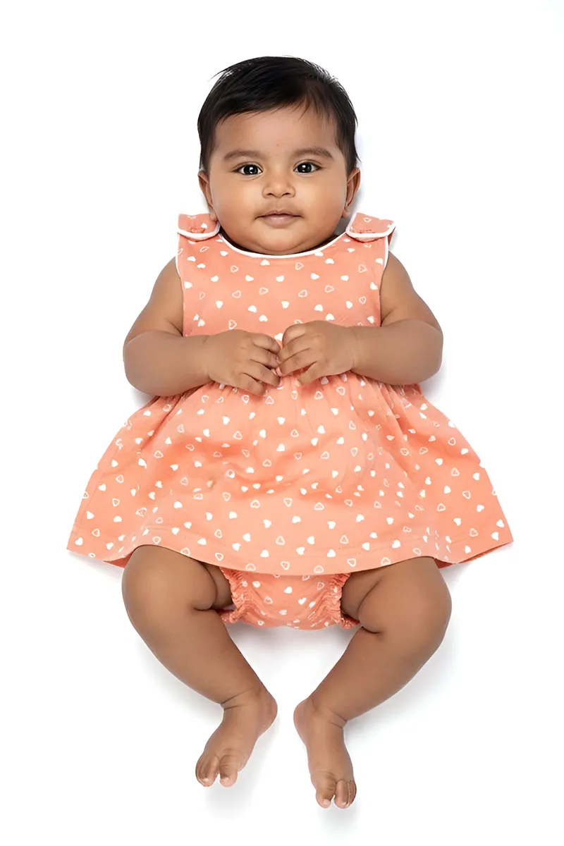 Cotton Printed Frock with Panty Set for Baby Girl - Peach CLJBCL0078PEA1218