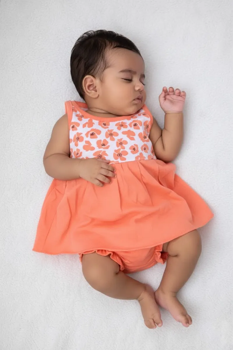 Cotton Printed Frock with Panty Set for Baby Girl - Peach CLJBCL0079PEA03M