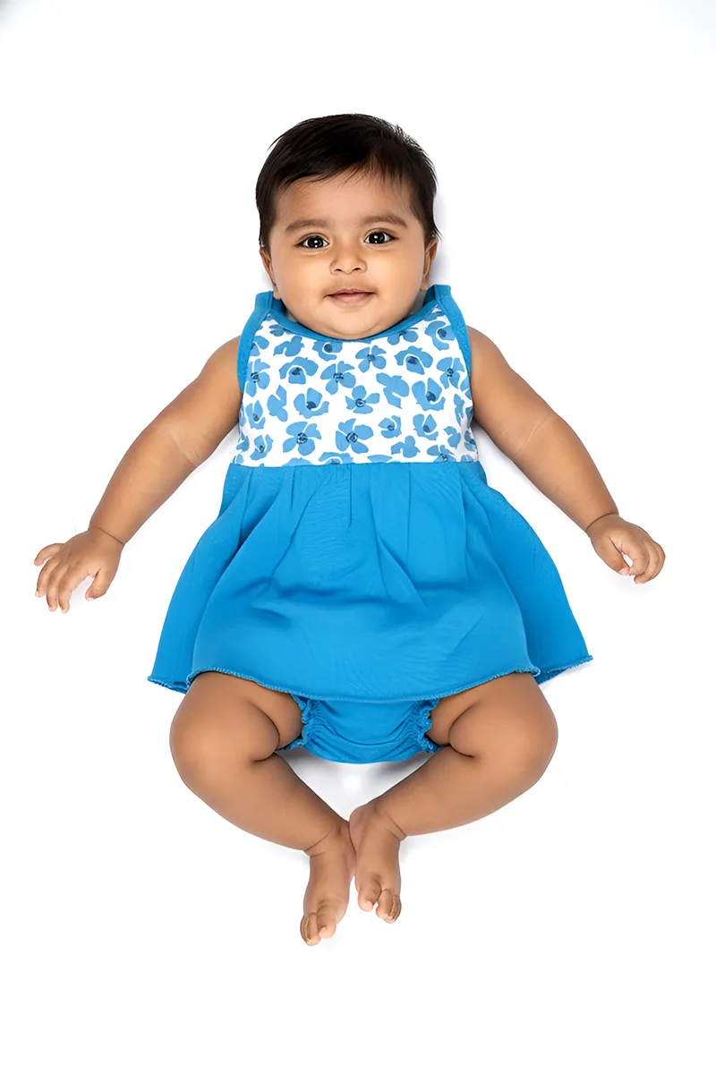 Cotton Printed Frock with Panty Set for Baby Girl - Sky Blue CLJBCL0079SKY03M