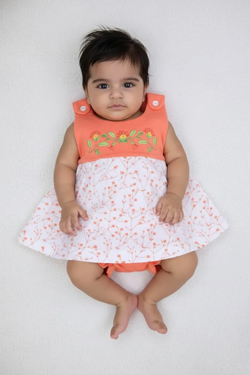 Cotton Printed Frock with Panty Set for Baby Girl - Peach CLJBCL0080PEA03M