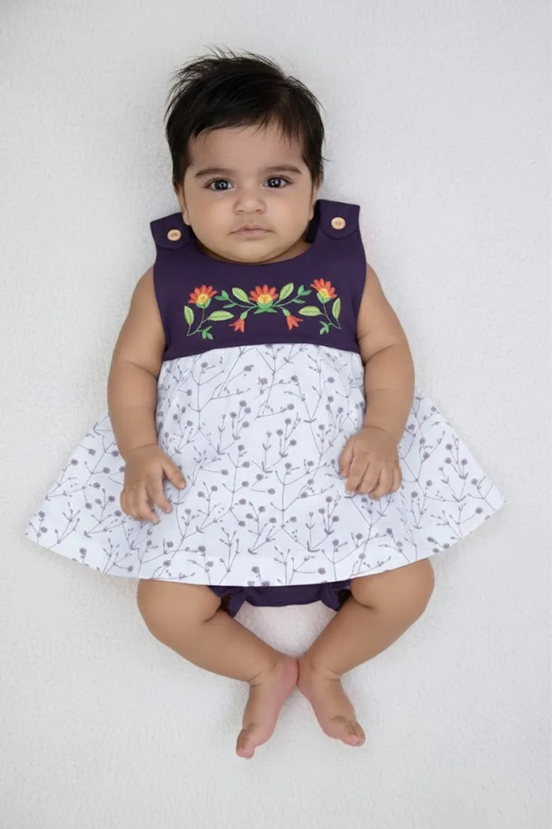 Cotton Printed Frock with Panty Set for Baby Girl - Navy Blue CLJBCL0081NAV69M