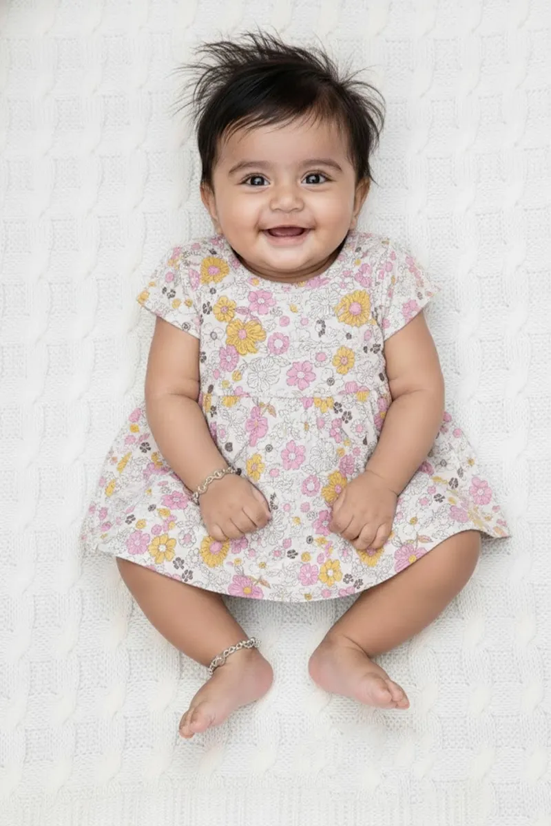 Cotton Printed Frock for Baby Girl - Multicolor