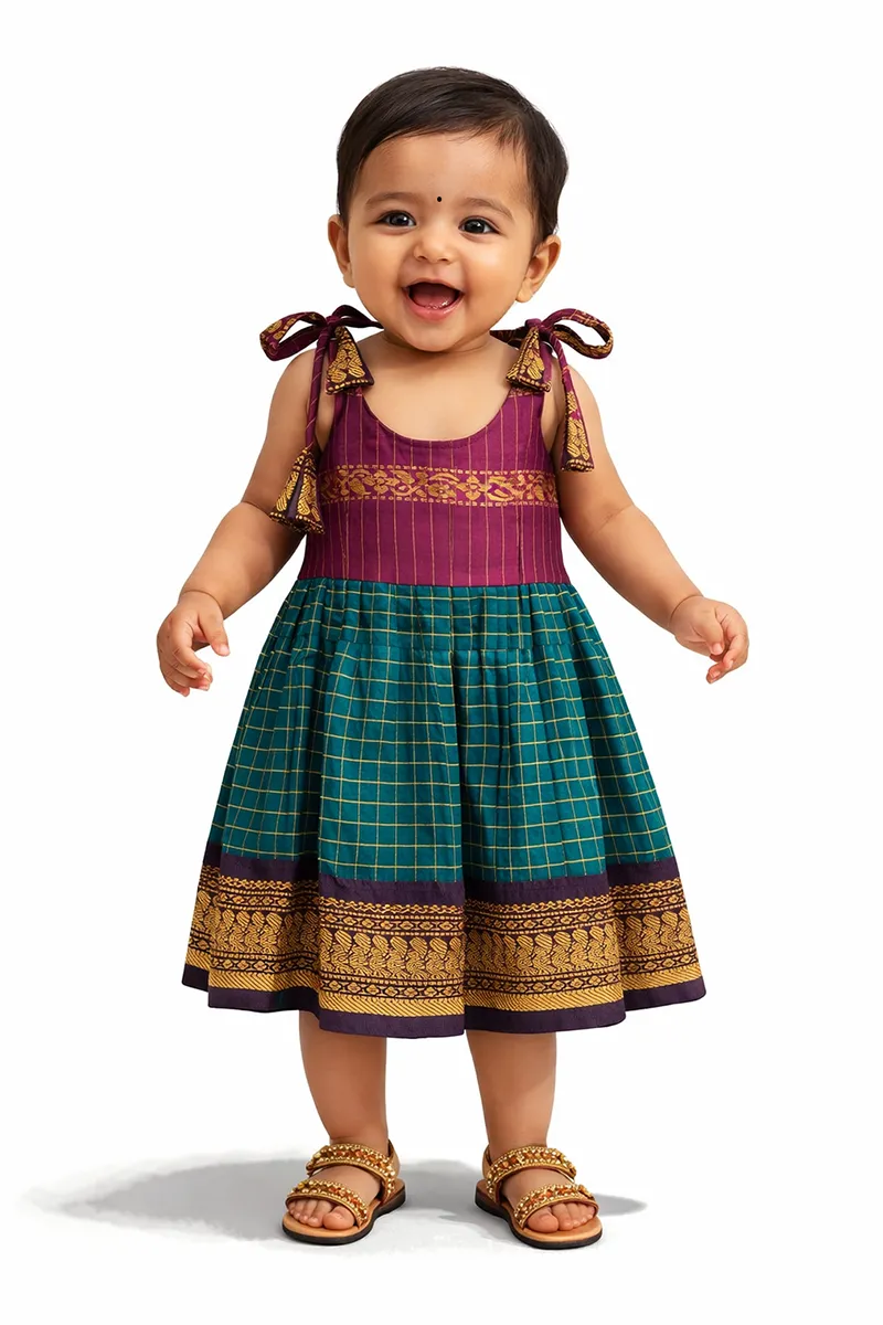 Pure Cotton Ethnic Frocks for Babies - Bottle Green