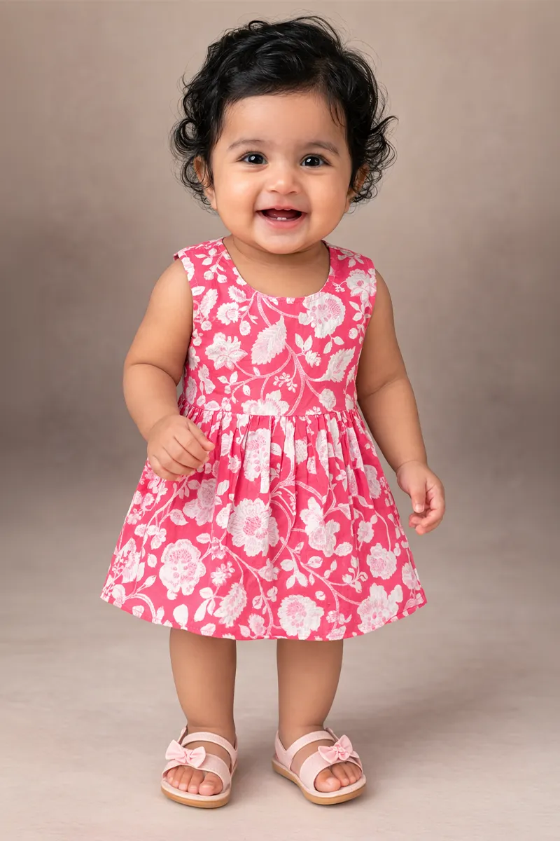 Pure Cotton Frock for Babies - Pink