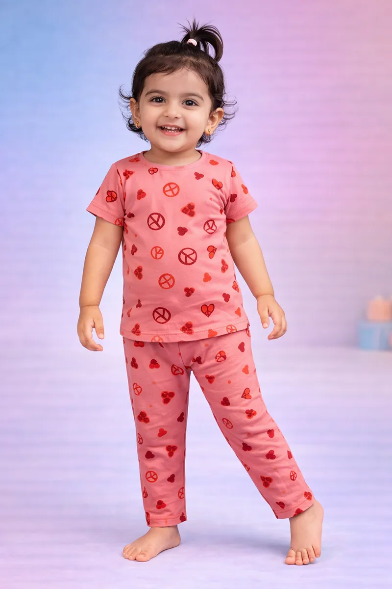 Cotton Printed Top and Pant Set for Baby Girl - Peach CLJBCS00166PEA1824M