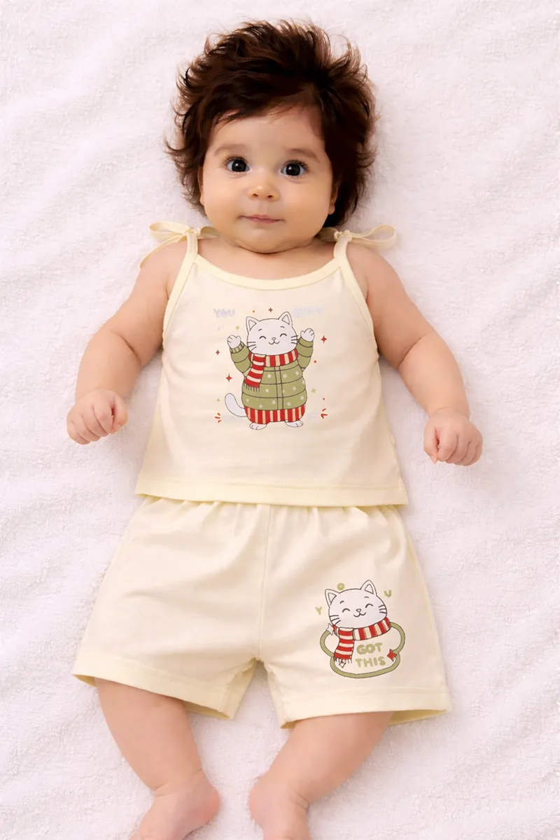 Printed Top and Shorts Set for Babies - Yellow