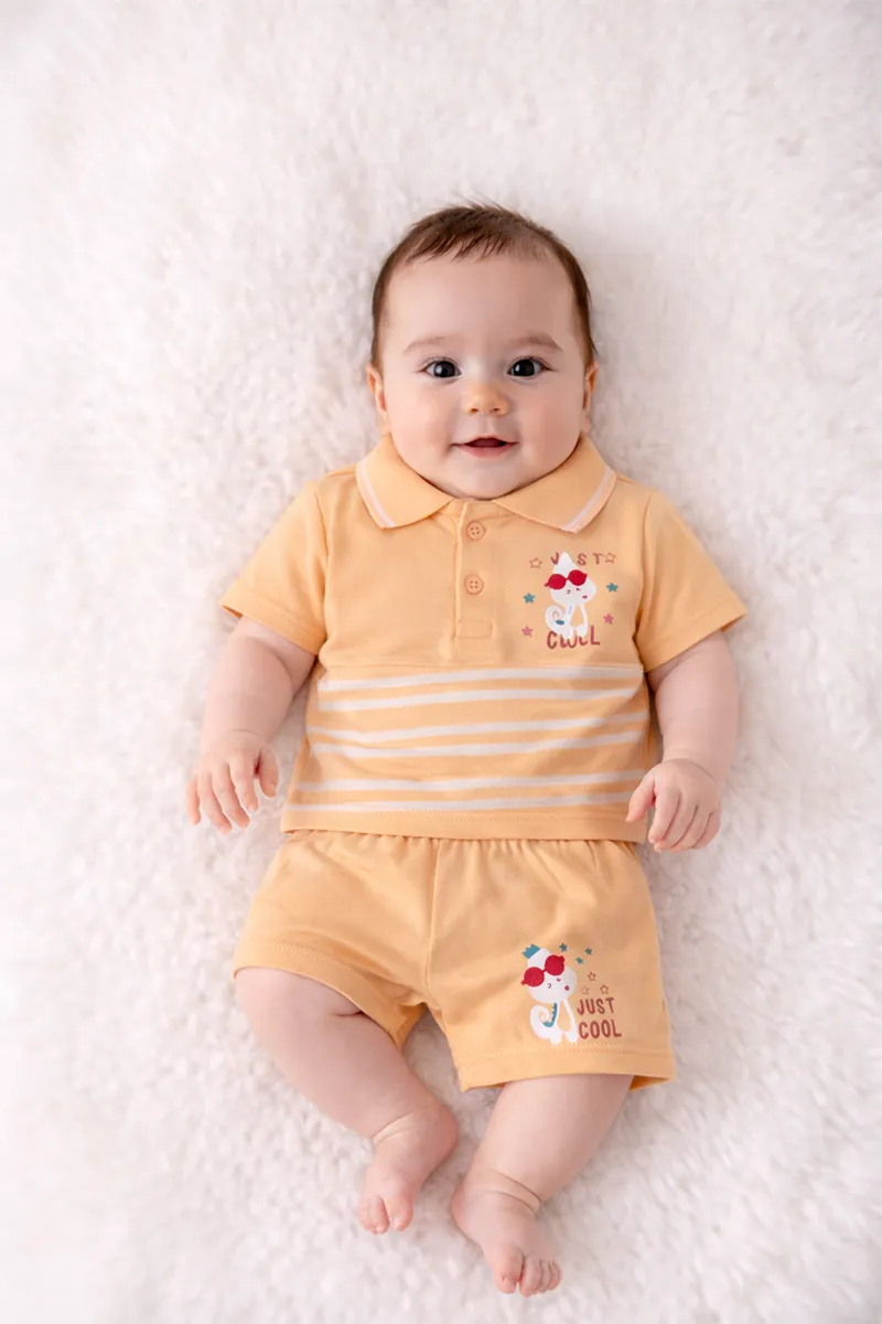 Printed T-Shirt and Shorts for Babies - Light Orange CLJBCS00263LIG1824