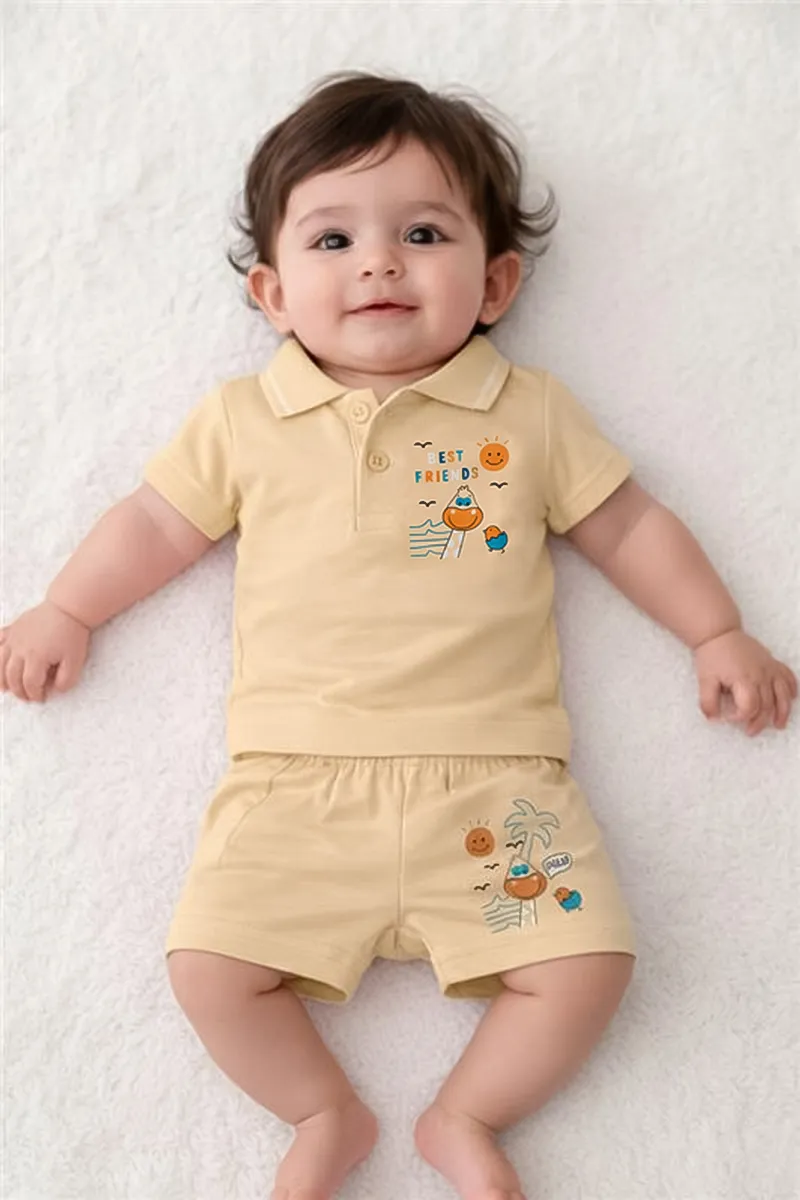 Printed T-Shirt and Shorts for Babies - Sandal