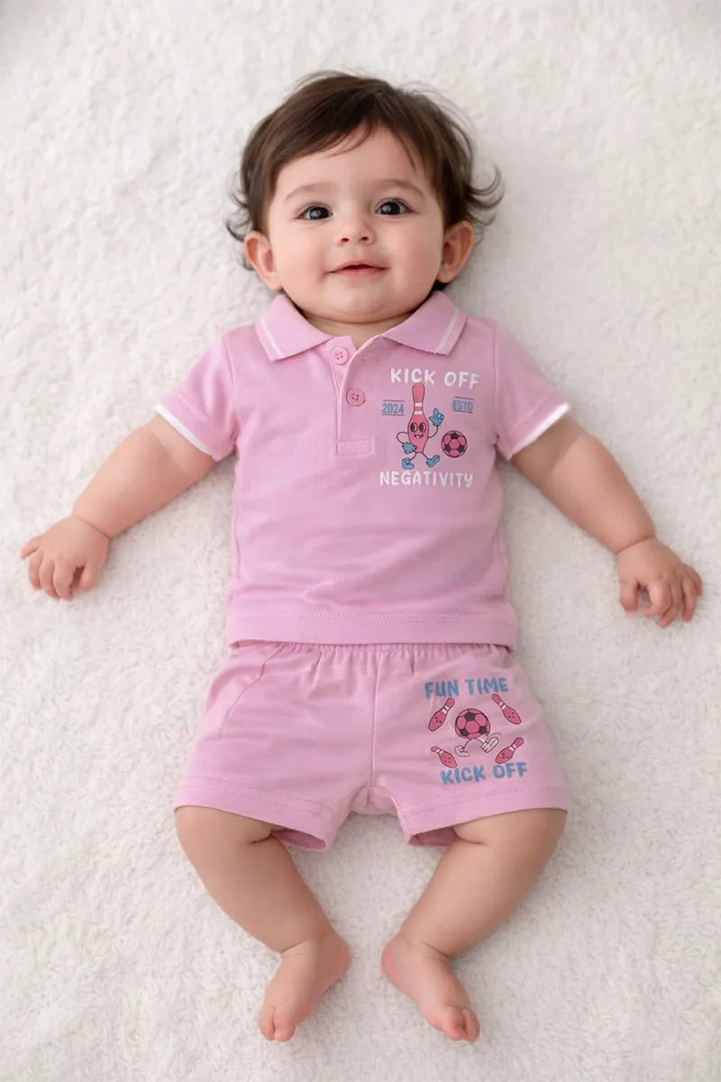 Printed T-Shirt and Shorts for Babies - Lavender