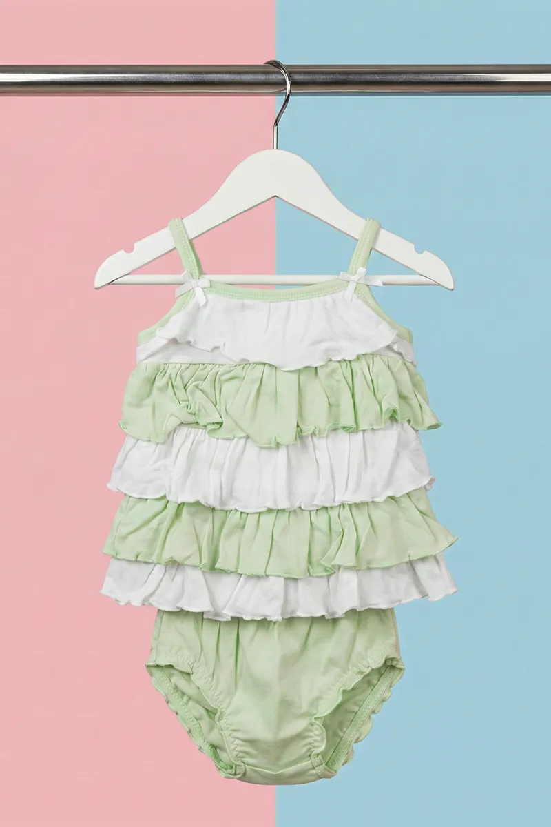 Cotton Frill Frock with Panty Set for Baby Girl - Green CLJBCS00279GRE1218