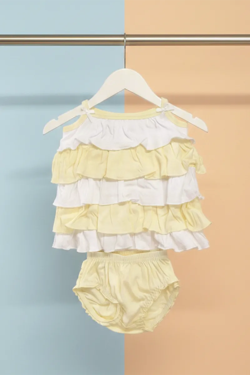 Cotton Frill Frock with Panty Set for Baby Girl - Yellow CLJBCS00279YEL1824