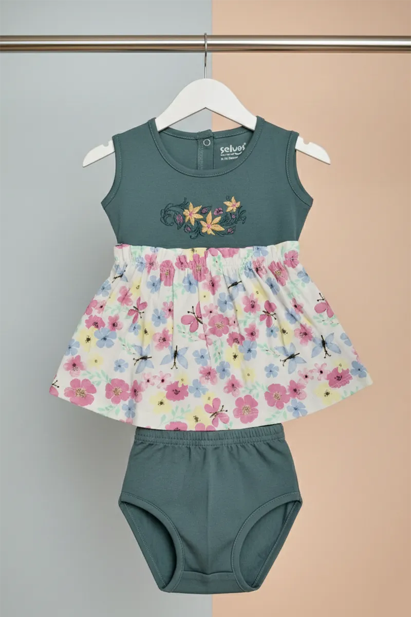 Cotton Frock with Panty Set for Baby Girl - Green CLJBCS00281GRE612M