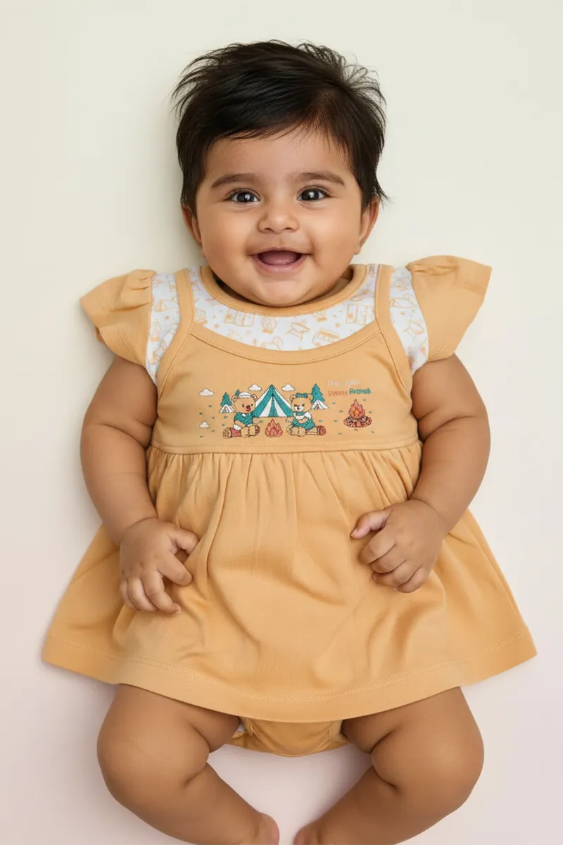 Cotton Frock with Panty Set for Baby Girl - Light Brown CLJBCS00282LIG1824