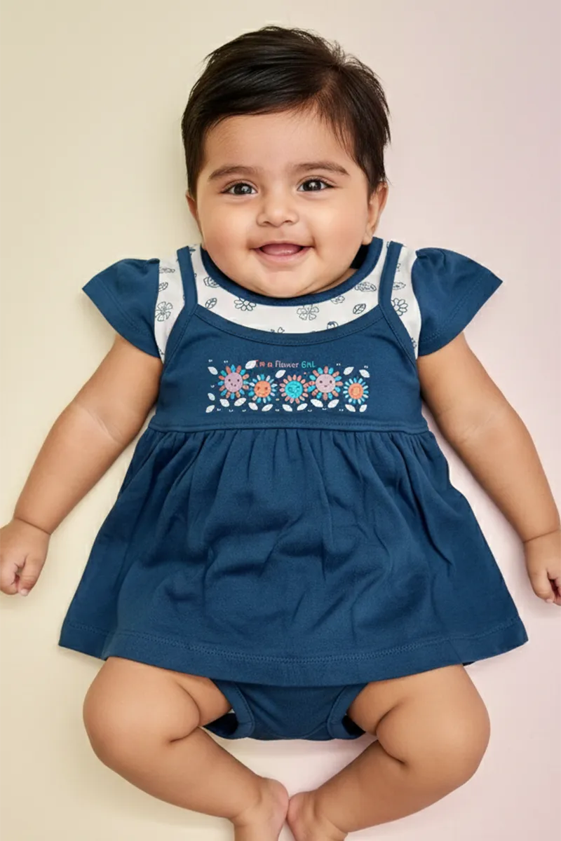 Cotton Frock with Panty Set for Baby Girl - Teal Blue CLJBCS00284TEA1824