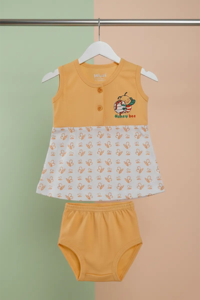 Cotton Frock with Panty Set for Baby Girl - Orange