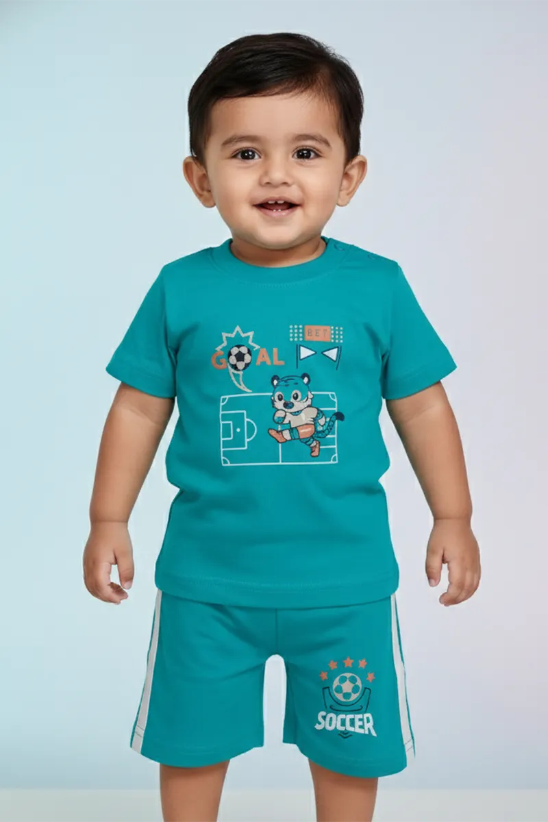 Printed T-Shirt and Shorts for Babies - Green