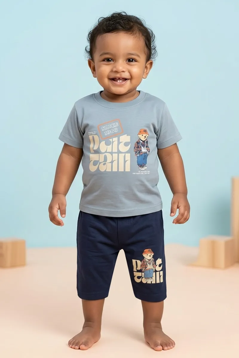 T-Shirt and Capri Pant Set for Baby Boy - Grey CLJBCS00313GRE612M