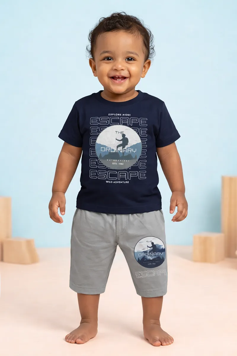 T-Shirt and Capri Pant Set for Baby Boy - Navy Blue