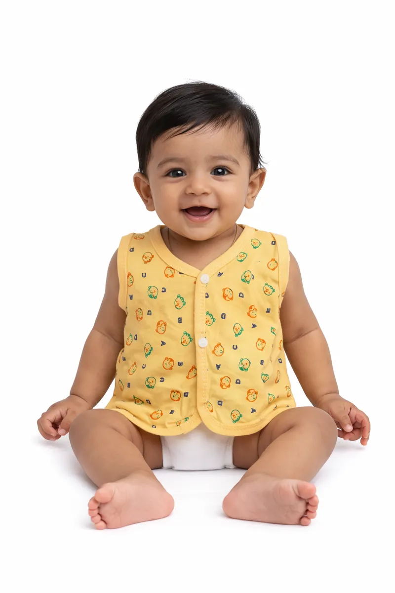 Cotton Printed Button Jhabla for Babies - Orange CLJBJ00103ORA01M
