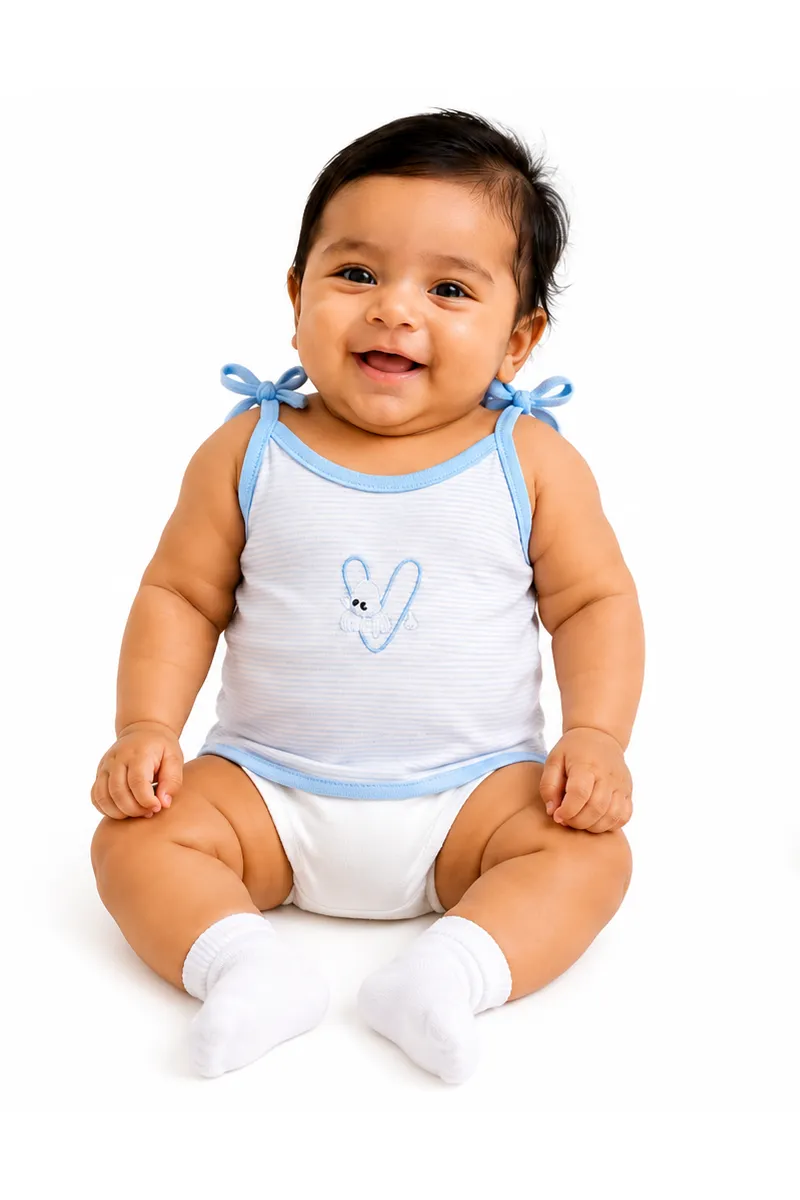 Cotton Printed Knot Jhabla for Babies - Blue