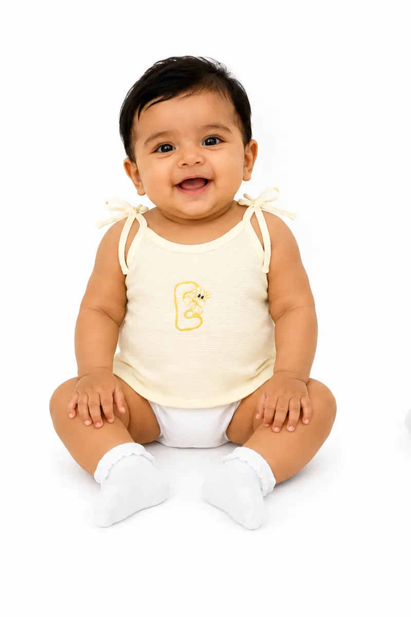 Cotton Printed Knot Jhabla for Babies - Yellow CLJBJ00104YEL36M