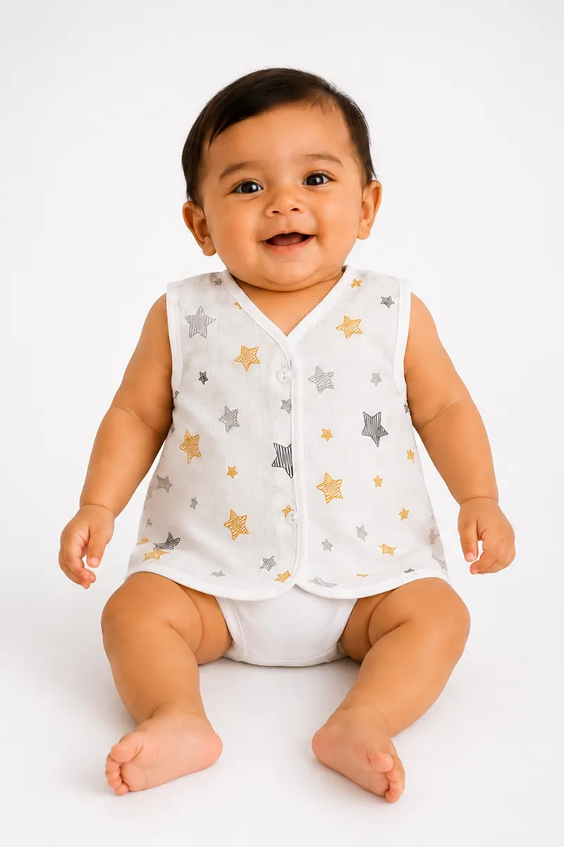 Cotton Printed Button Jhabla for Babies - Grey CLJBJ00106GRE03M
