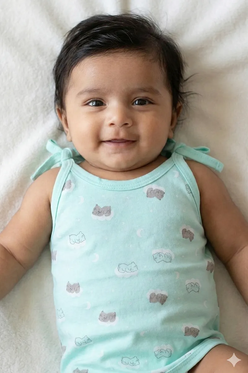 Cotton Printed Knot Jhabla for Babies - Light Green CLJBJ0022LIGGRN03M