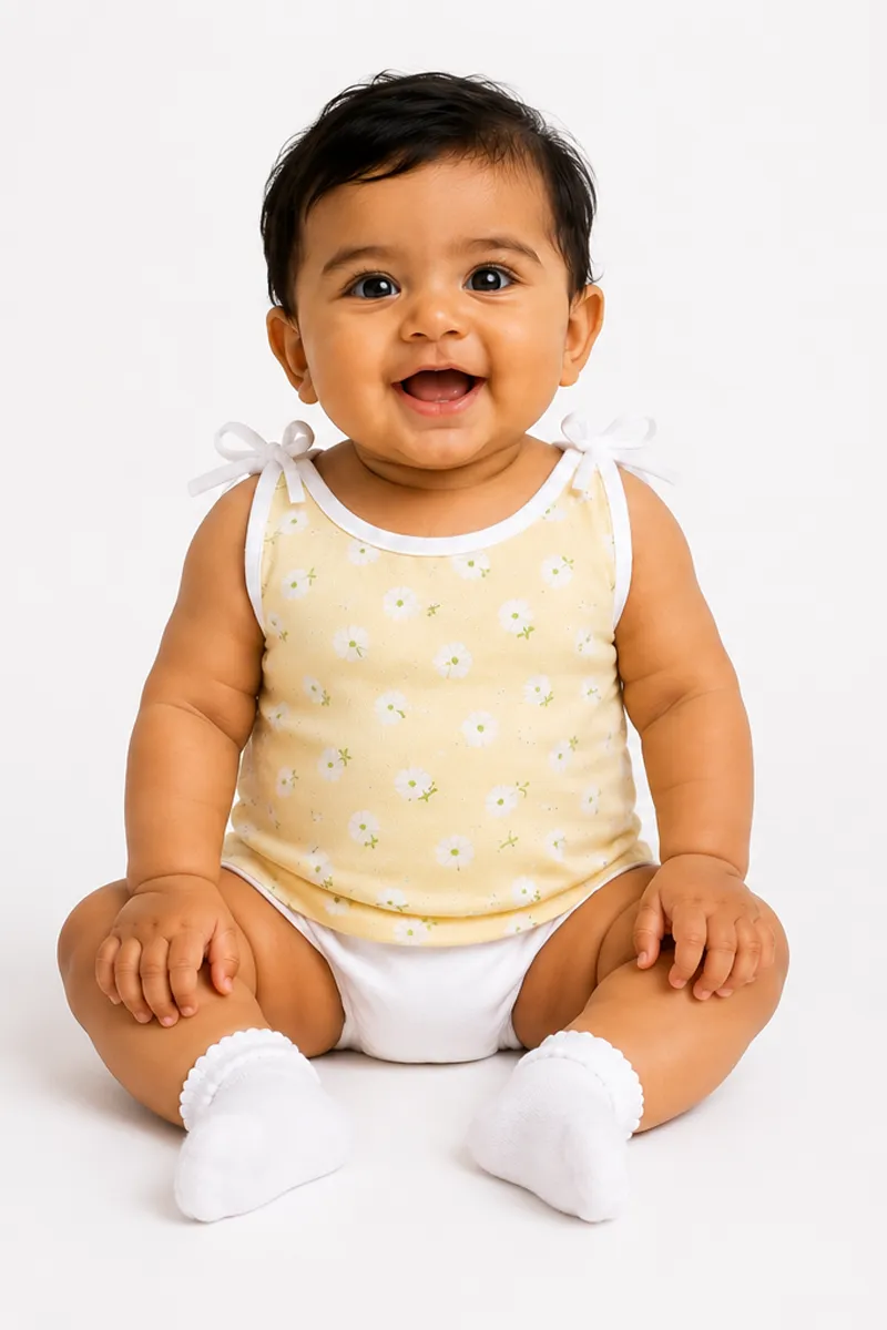 Cotton Knot Jhabla for Babies - Yellow CLJBJ002YEL03M
