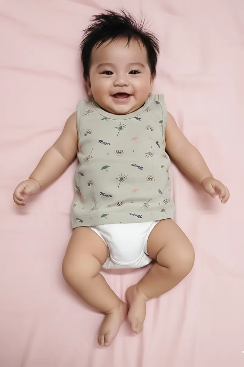 Printed Vest for Babies - Sage