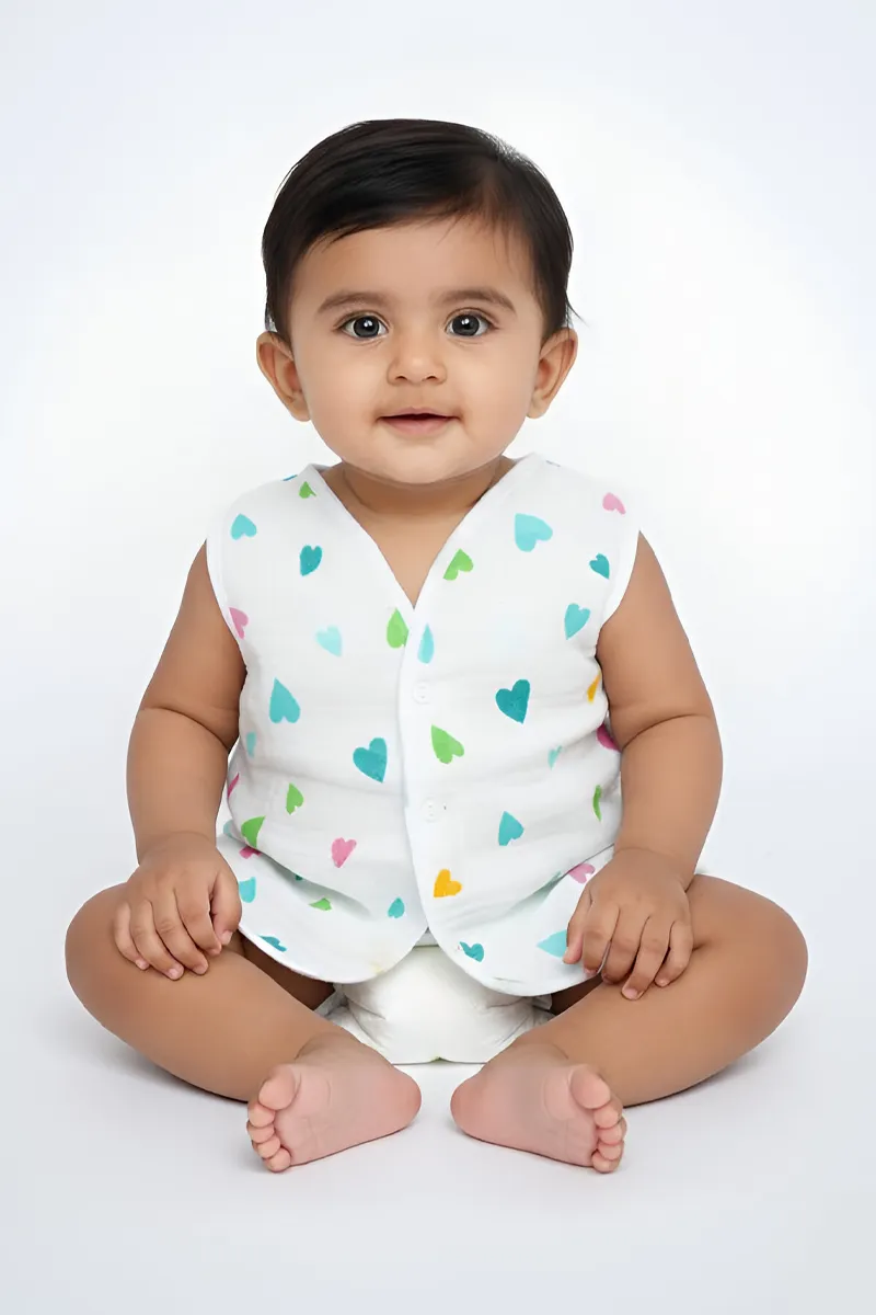 Cotton Button Jhabla for Babies - Ice Blue CLJBJ005ICEBLU03M