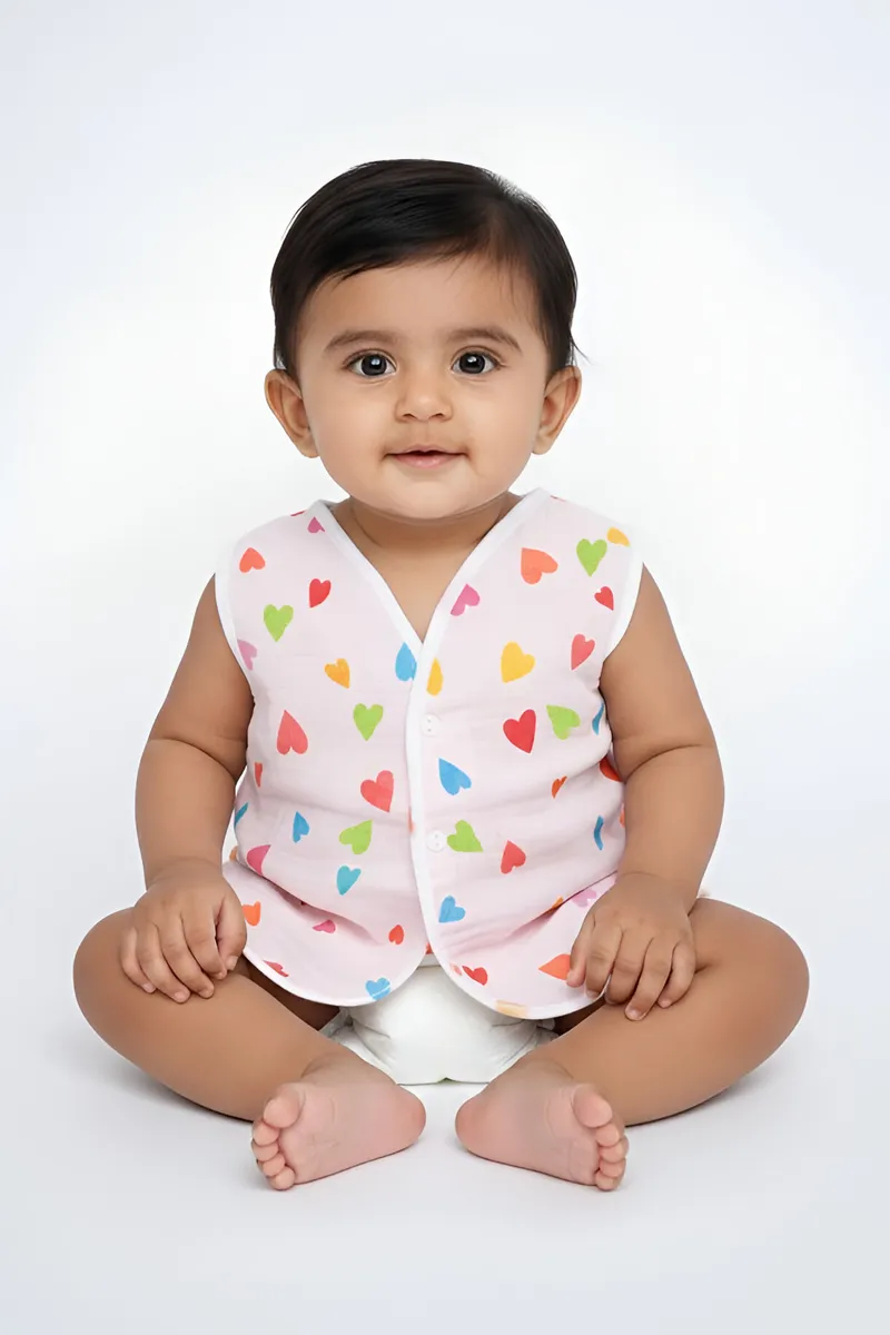 Cotton Button Jhabla for Babies - Pink CLJBJ005PIN03M