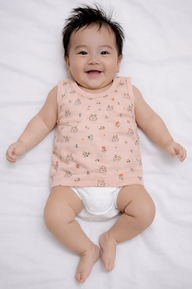 Printed Vest for Babies - Peach