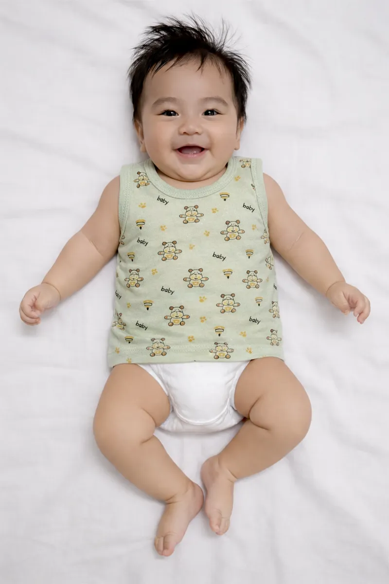 Printed Vest for Babies - Green CLJBJ0062GRE03M