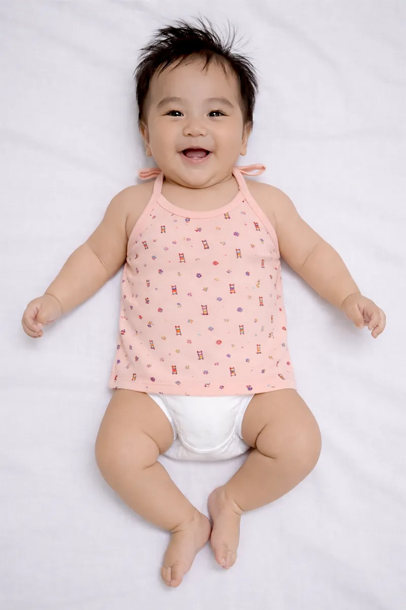 Printed Knot Jhabla for Babies - Peach CLJBJ0063PEA03M