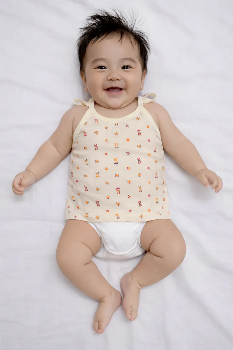 Printed Knot Jhabla for Babies - Yellow CLJBJ0063YEL03M