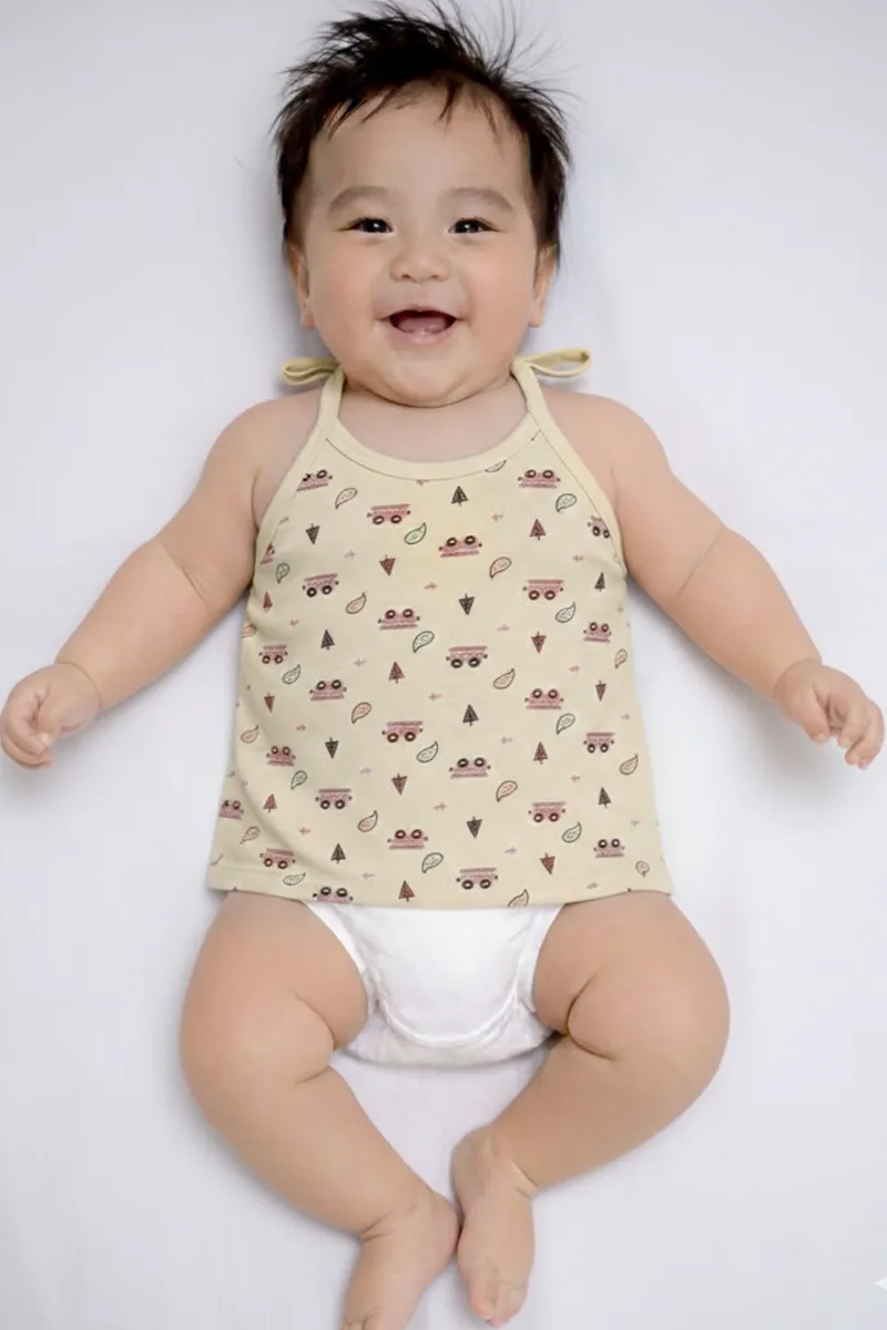 Printed Knot Jhabla for Babies - Yellow