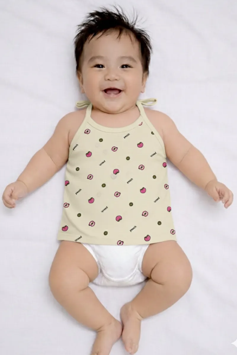 Printed Knot Jhabla for Babies - Yellow