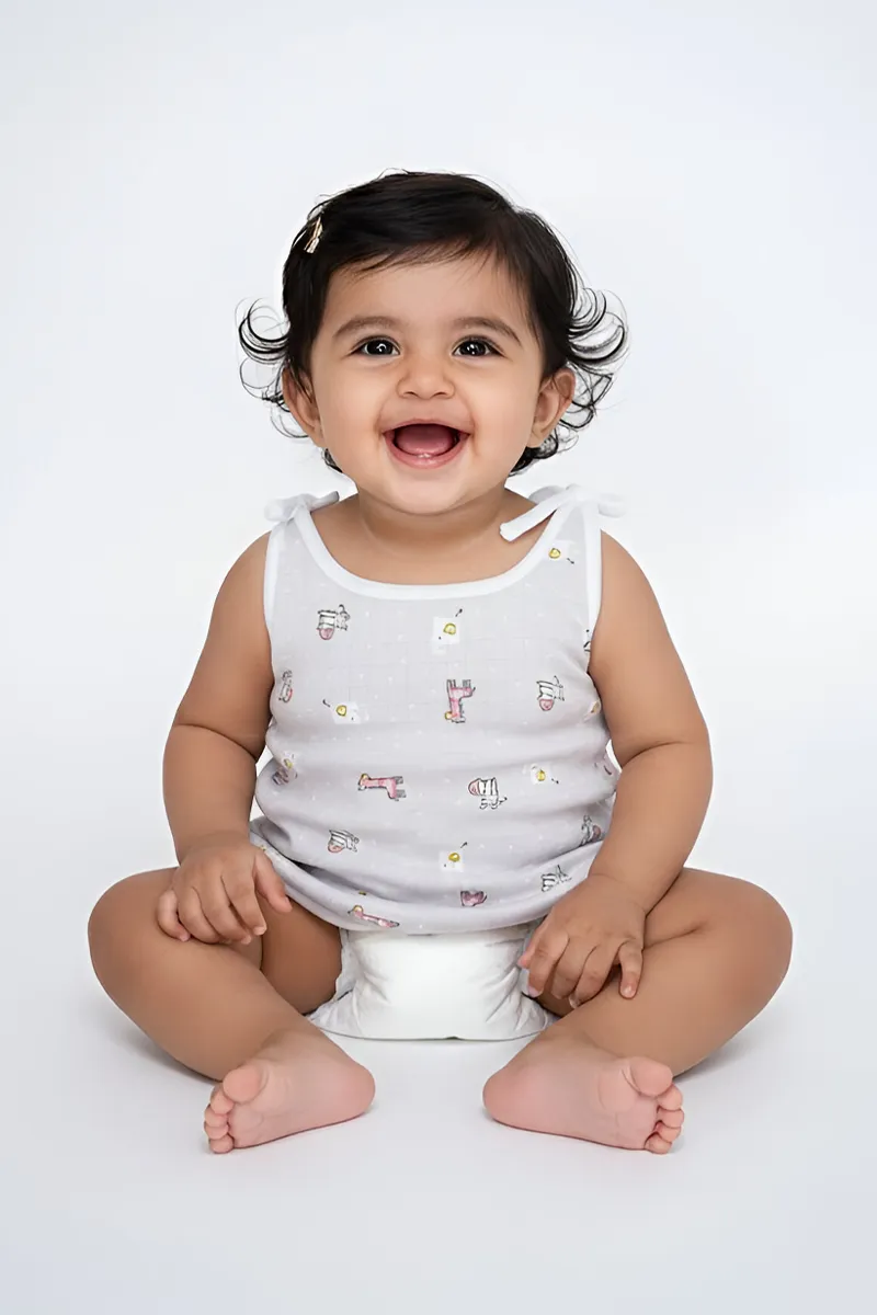 Cotton Knot Jhabla for Babies - Grey