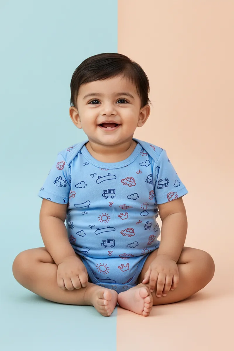 Cotton Rompers for Babies - Blue CLJBR015BLU36M