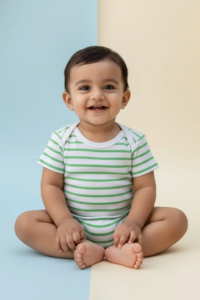 Cotton Rompers for Babies - Green CLJBR016GRE612M