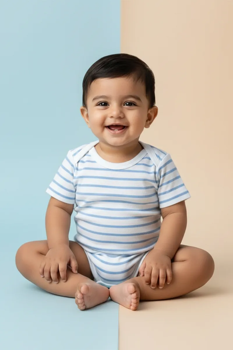 Cotton Rompers for Babies - Light Blue