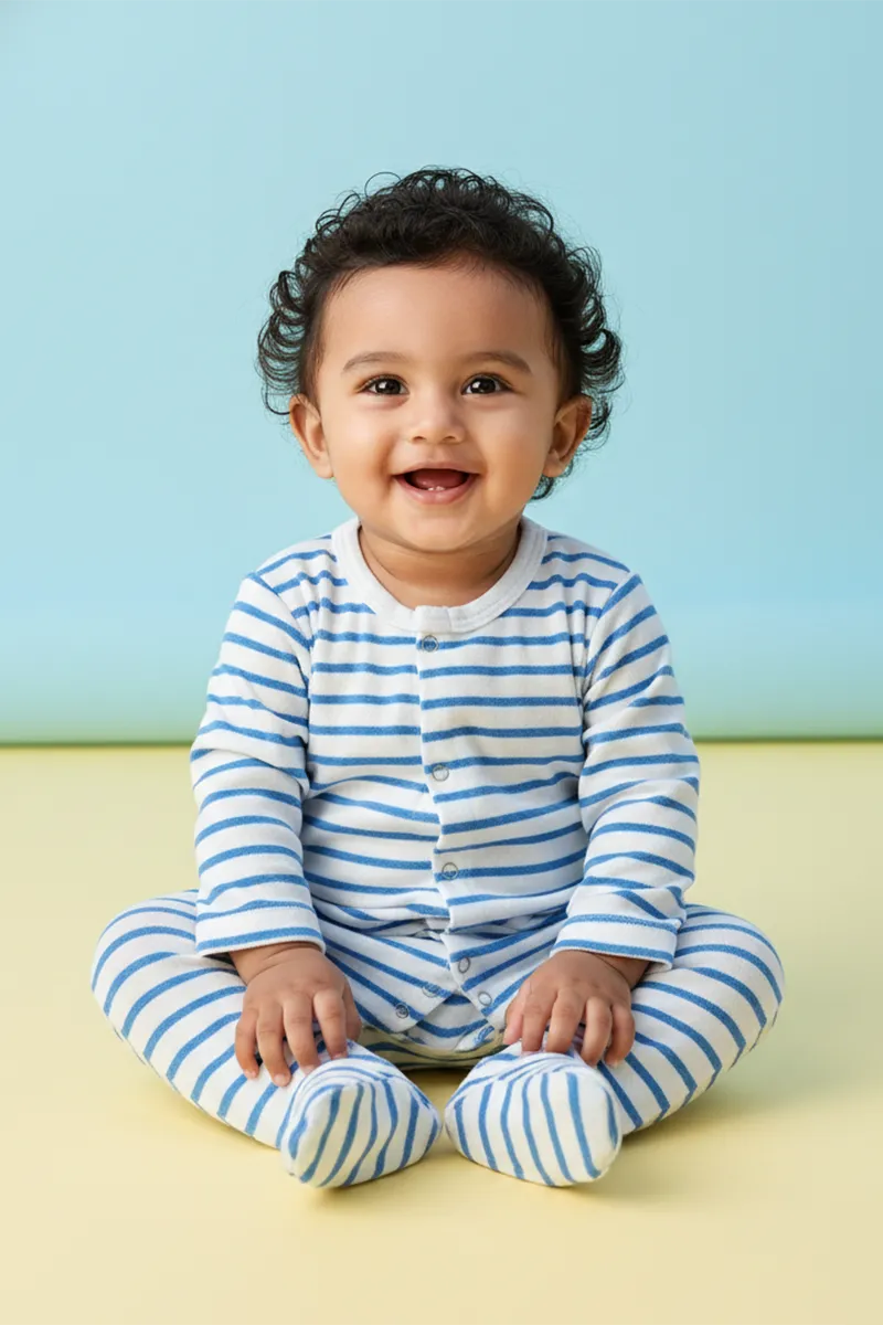 Cotton Rompers for Babies - Blue CLJBR019BLU36M