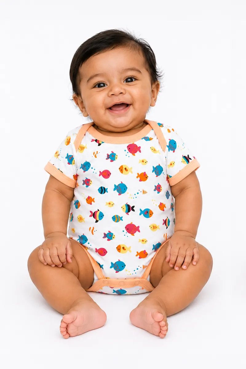 Cotton Printed Rompers for Babies - White