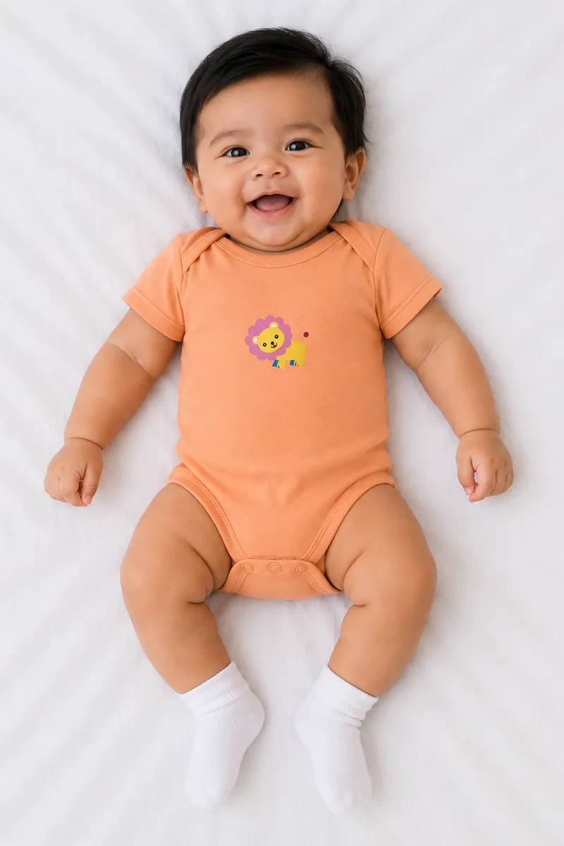 Cotton Solid Rompers for Babies - Peach