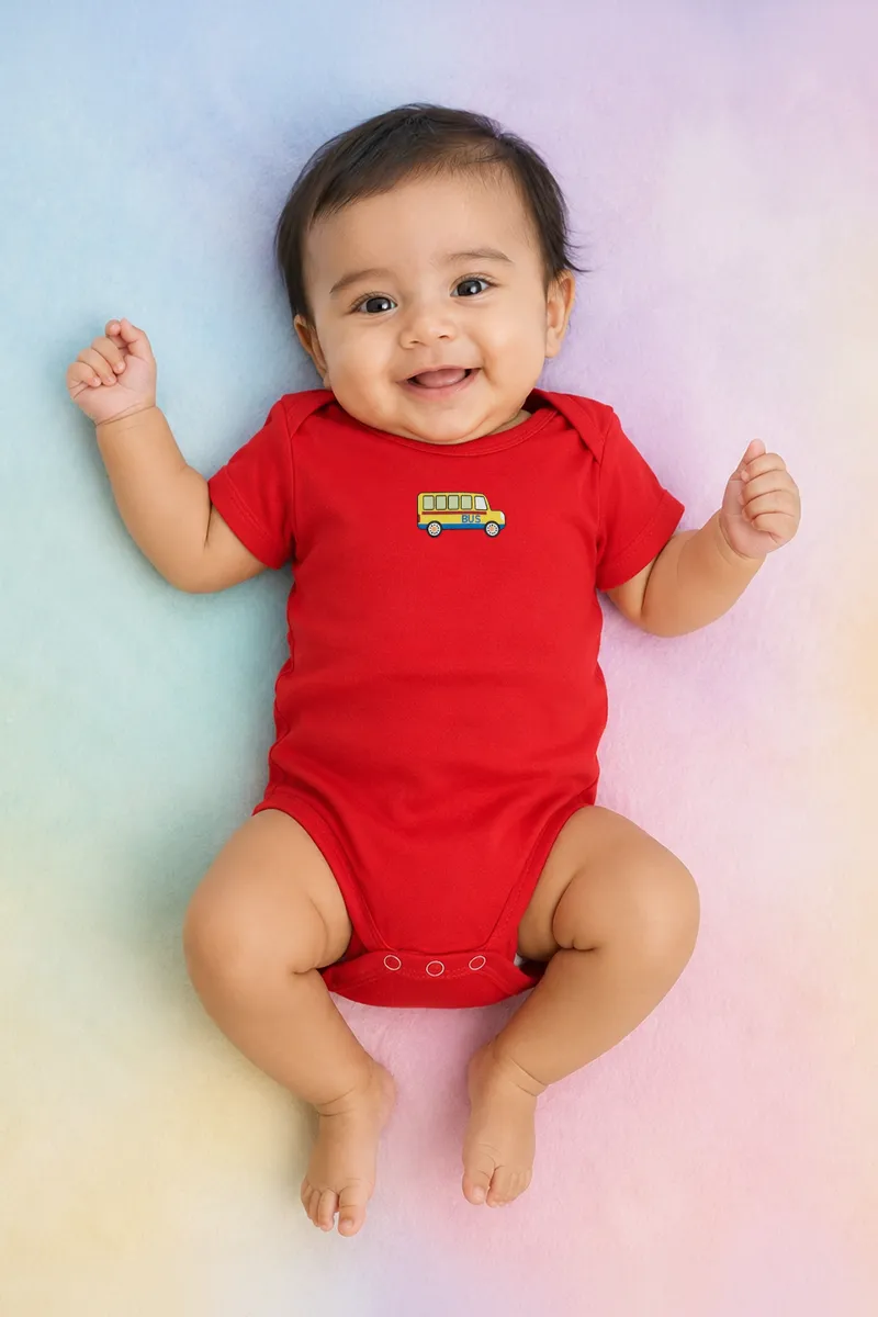 Cotton Solid Rompers for Babies - Red
