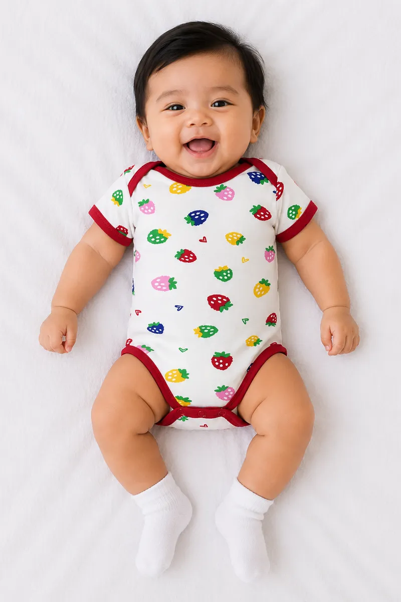 Cotton Printed Rompers for Babies - White