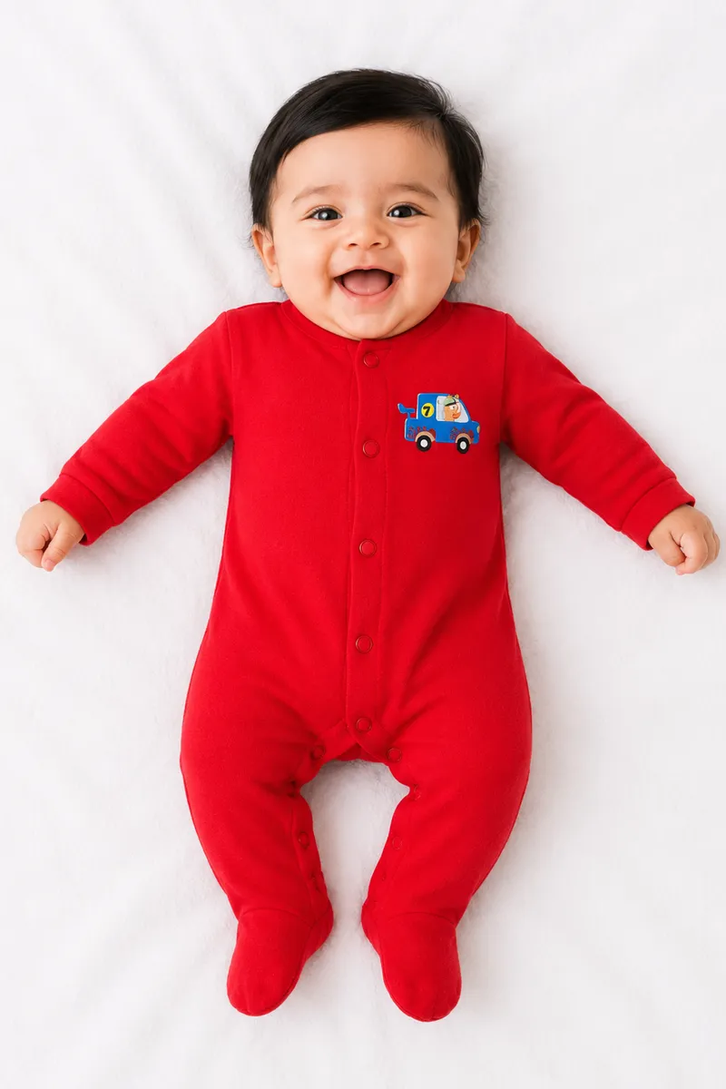 Cotton Solid Rompers for Babies - Red CLJBR062RED01M