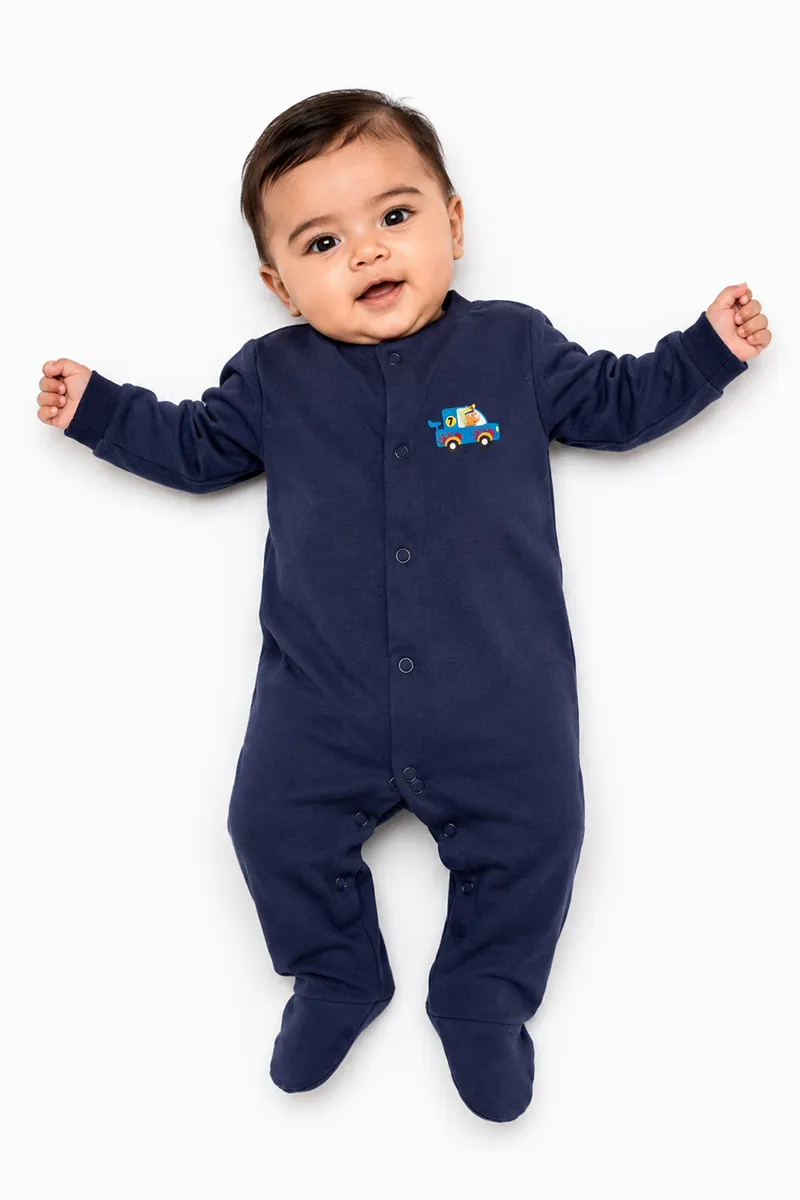 Cotton Solid Rompers for Babies - Navy Blue