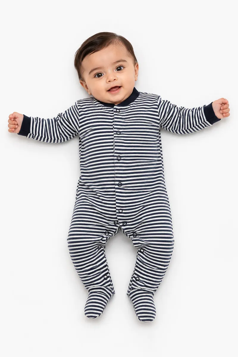 Cotton Striped Rompers for Babies - Blue